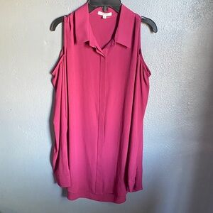 Pleione Fuchsia Cold Shoulder Blouse